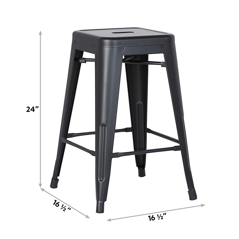 24 inch Bar Stools (Set Of 4)-Matte Black