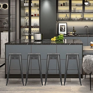 24 inch Bar Stools (Set Of 4)-Matte Black