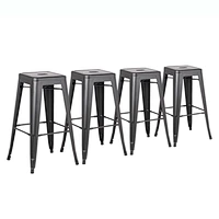 24 inch Bar Stools (Set Of 4)-Glossy Pearl Ash