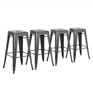 24 inch Bar Stools (Set Of 4)-Glossy Pearl Ash