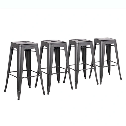 24 inch Bar Stools (Set Of 4)-Glossy Pearl Ash
