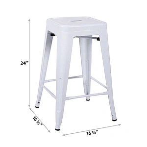 24 inch Bar Stools (Set Of 4)-Glossy White
