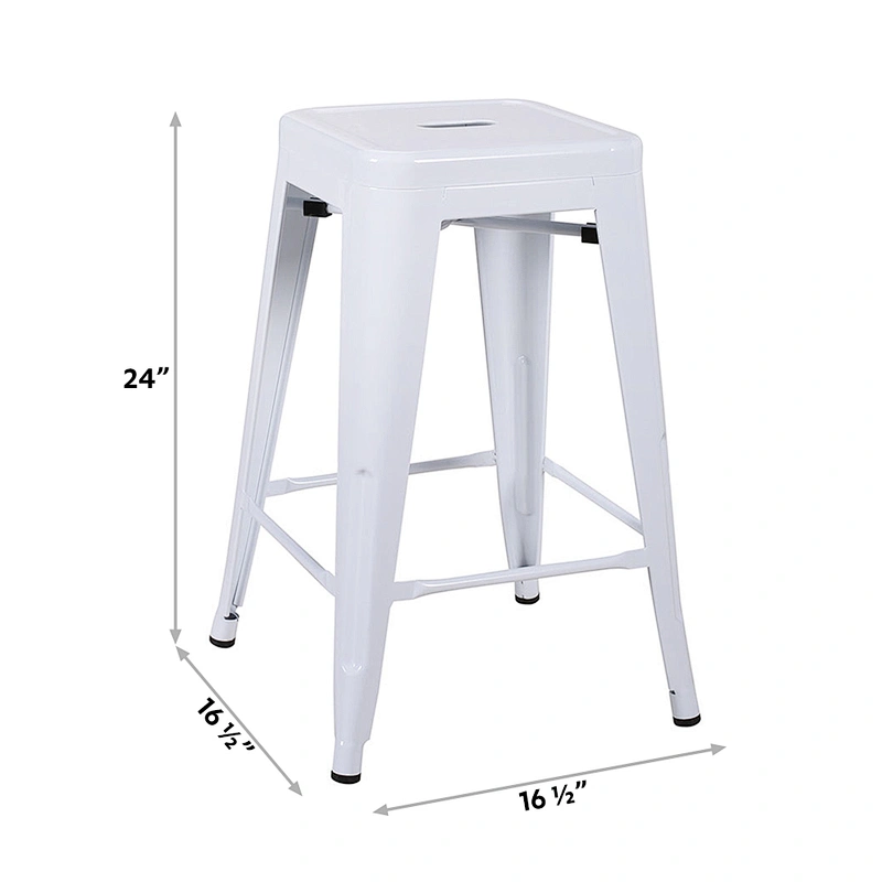 24 inch Bar Stools (Set Of 4)-Glossy White