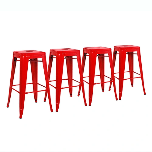 24 inch Bar Stools (Set Of 4)-Glossy Red