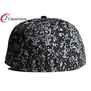 Allover White Printing Fitted Baseball Hats With Elastic Sweatband