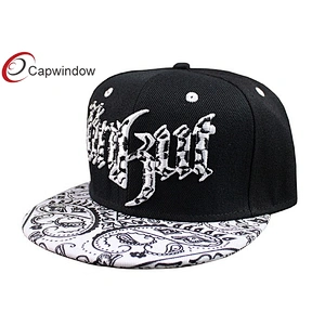 Black Amoeba Pattern Printing Hip Hop Baseball Caps With 3D Embroidery On Crown