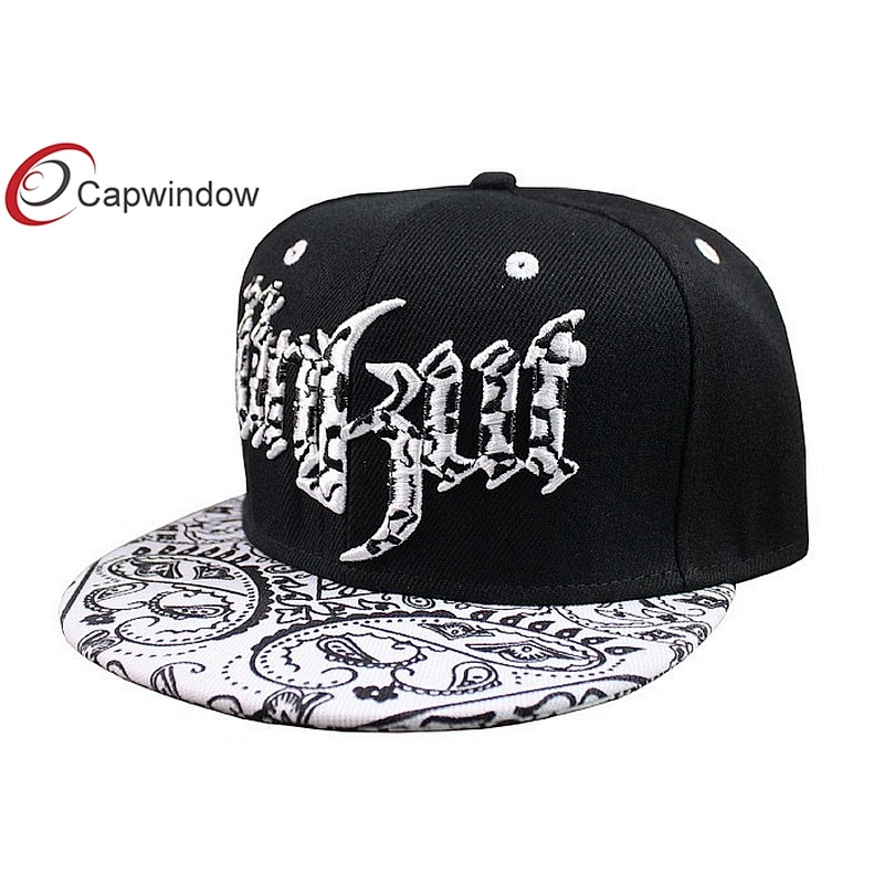 Black Amoeba Pattern Printing Hip Hop Baseball Caps With 3D Embroidery On Crown