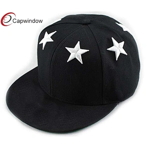 30% Wool 70% Acrylic Wool Baseball Caps With White 3D Star Embroidery