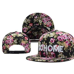 Allover Floral Printed Custom Strapback Cap With Plastic Hole Closure