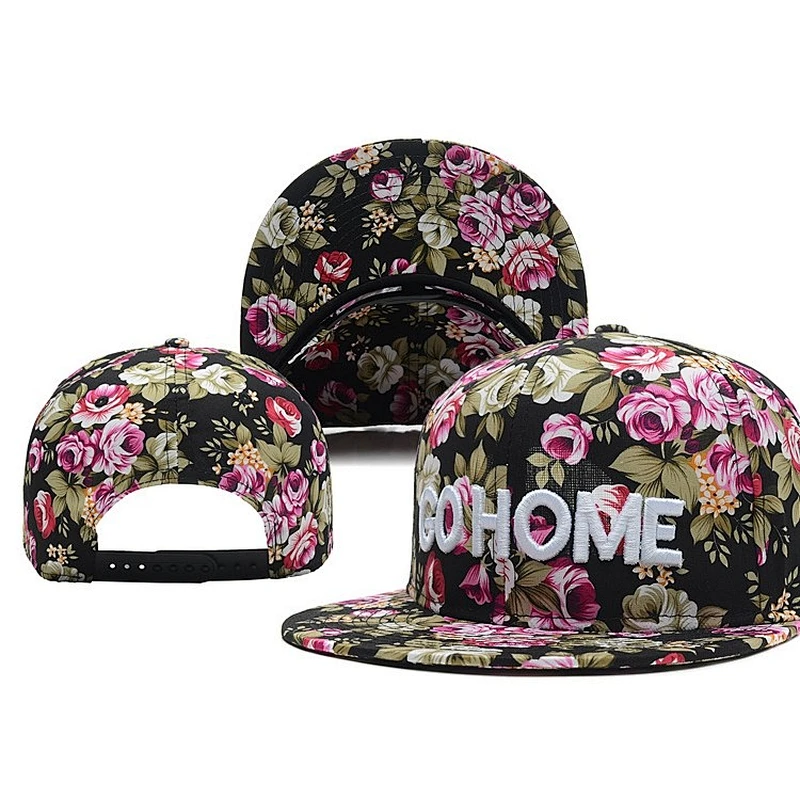 Allover Floral Printed Custom Strapback Cap With Plastic Hole Closure