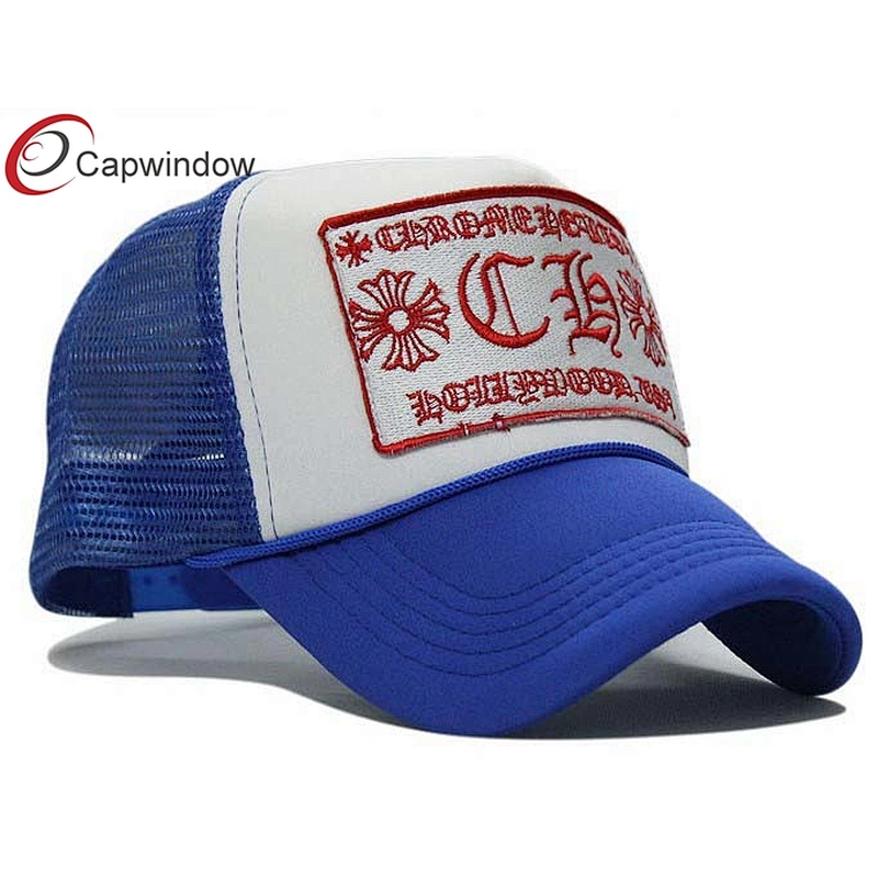 Flat Embroidery Trucker Mesh Caps With A Plastic Double Snap Button Closure