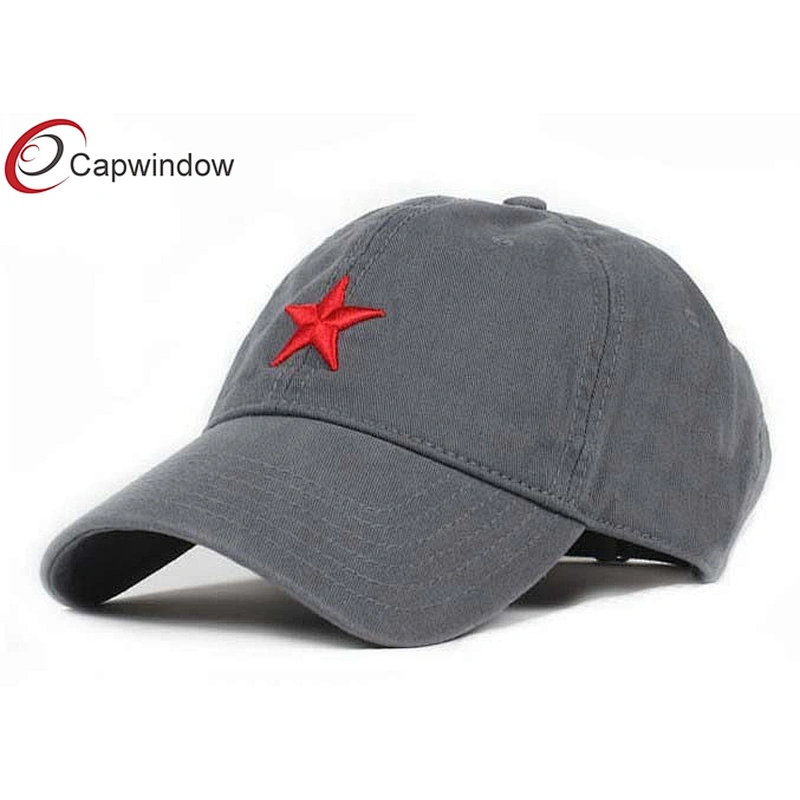 Stone Washed Heavy Brushed Golf Baseball Hats With Red Star Embroidery