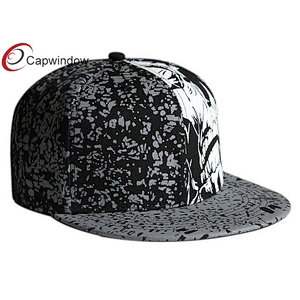 Allover White Printing Fitted Baseball Hats With Elastic Sweatband