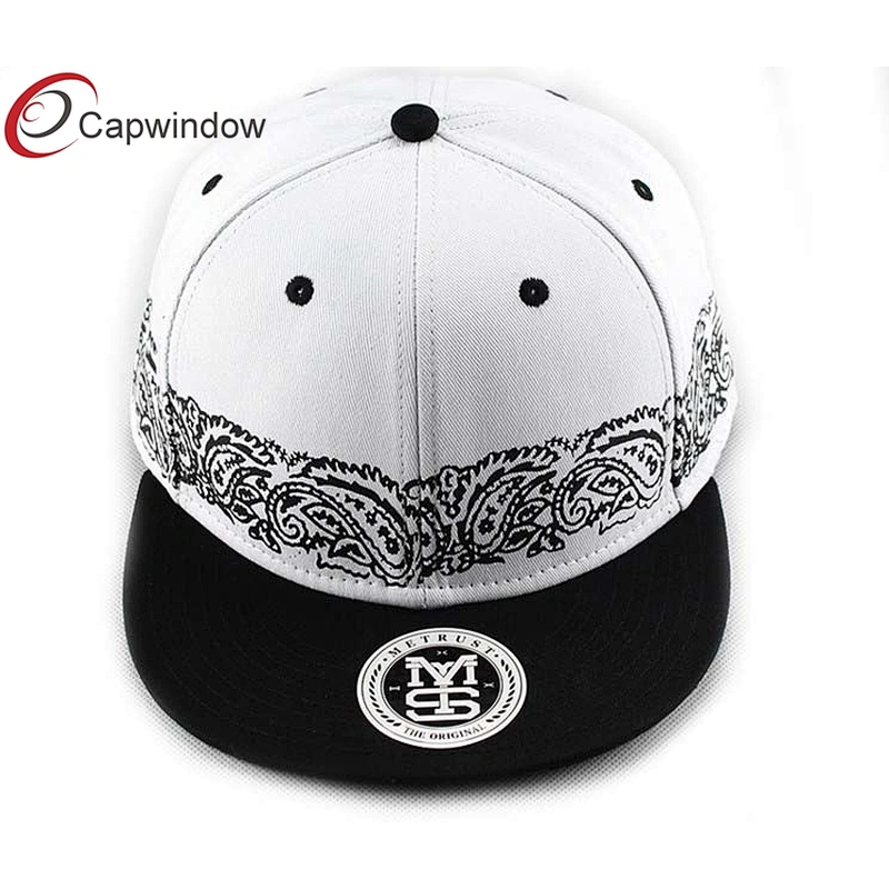 Amoeba Printing Around Crown Flat Brim Baseball Hats With Plastic Snap Closure