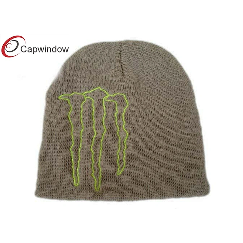 100% Acrylic Beanie Winter Hats With Flat Embroidery Logo On Front