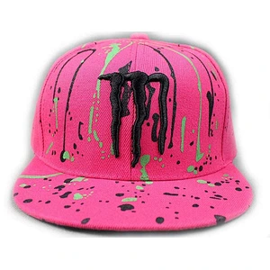 Colored Raindrop Printing Flat Brim Baseball Hats With 3D Embroidery