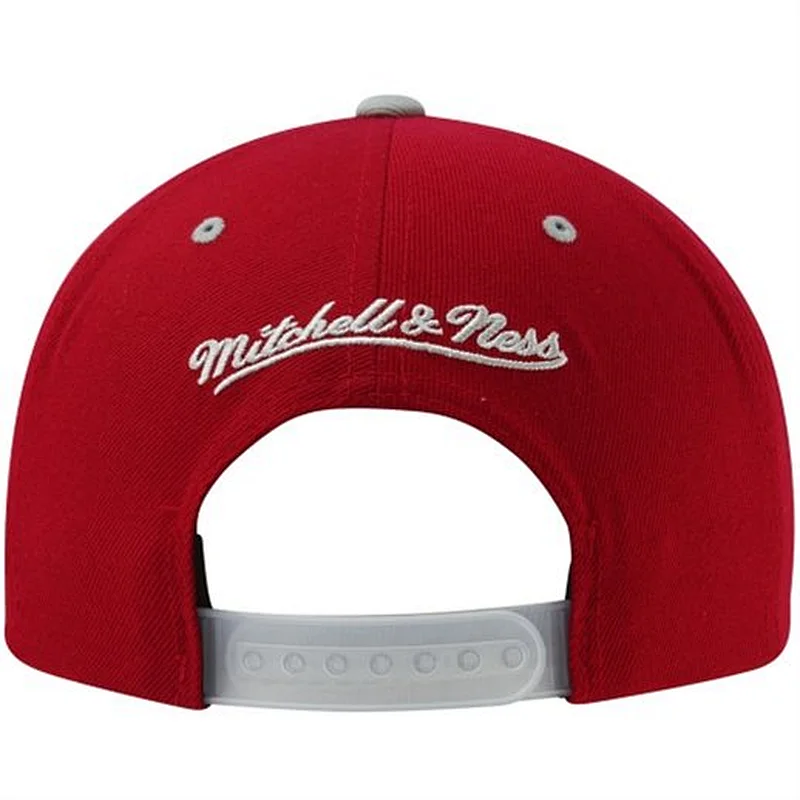 Red and Grey Adjustable Snapback Hat with 3D Embroidery