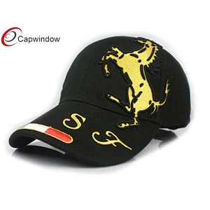 F1 Horse 3D Embroidery Black Racing Baseball Caps With Metal Buckle Closure