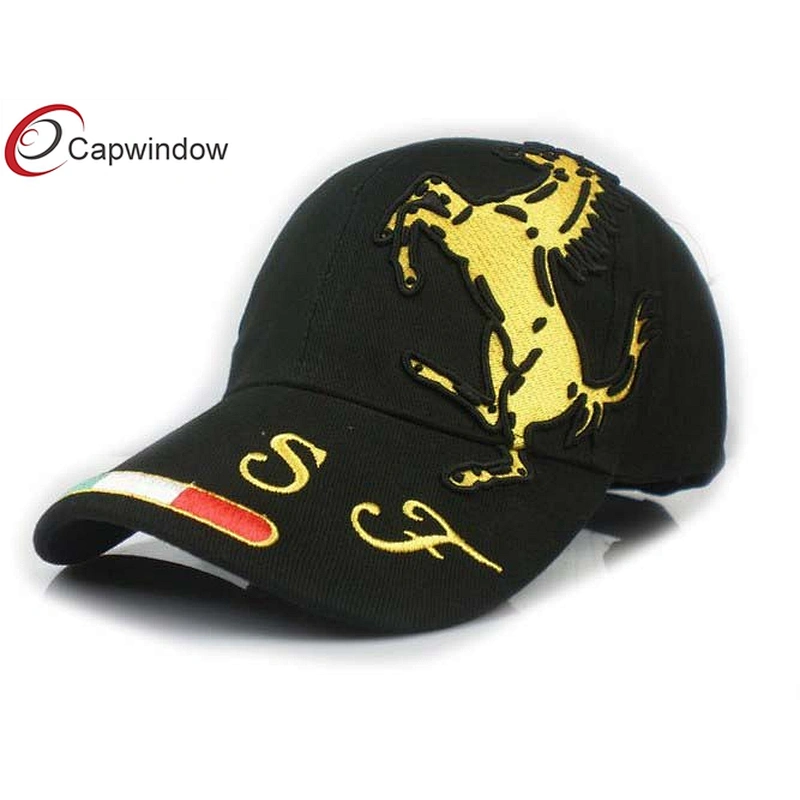 F1 Horse 3D Embroidery Black Racing Baseball Caps With Metal Buckle Closure