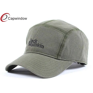 Stone Washed Heavy Brushed 5 Panel Camper Cap With Yellow On Front