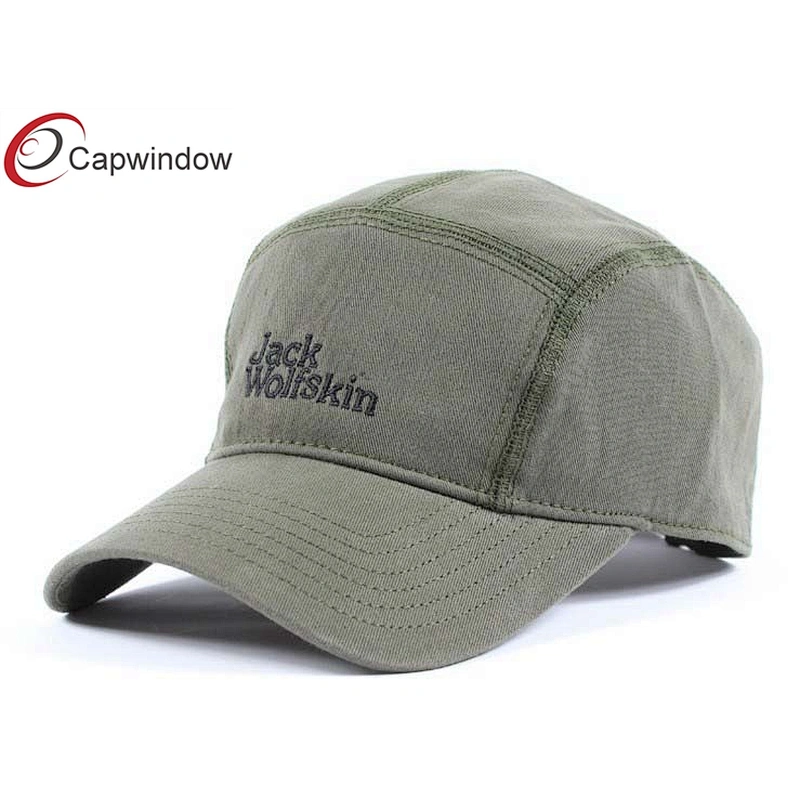 Stone Washed Heavy Brushed 5 Panel Camper Cap With Yellow On Front