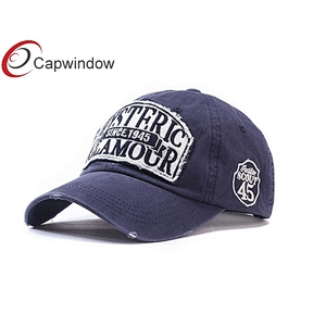 Stone Washed Cotton Baseball Caps With Application Embroidery
