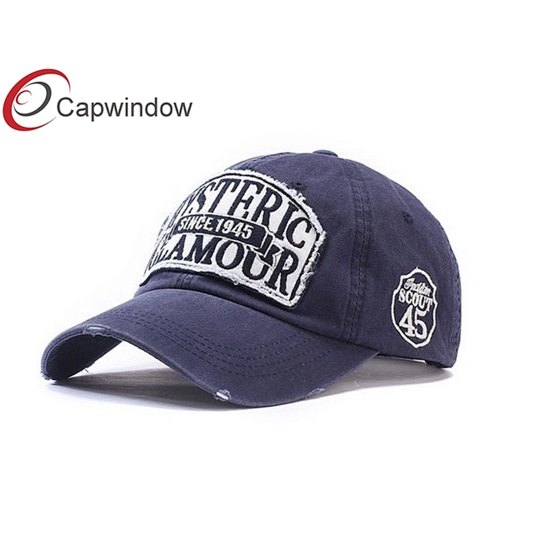 Stone Washed Cotton Baseball Caps With Application Embroidery