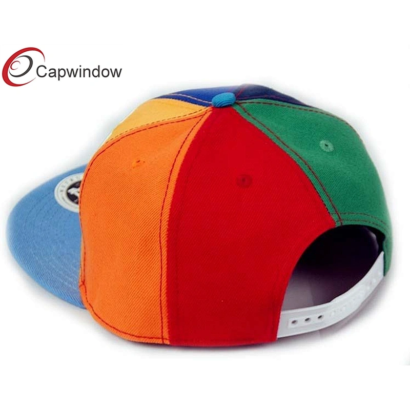 6 Panel In Different Color Flat Brim Baseball Hats With 3D Embroidery