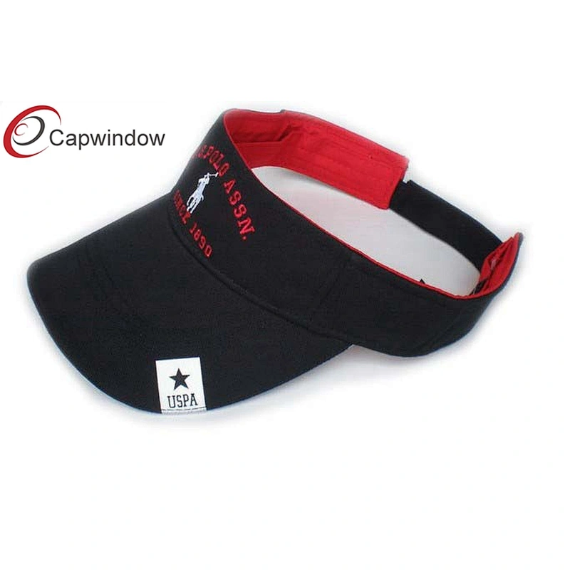 Flat Embroidery On Front Tennis Sun Visor With Printing Logo On Beak