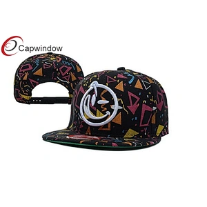 Allover Triangle Printed Custom Strapback Cap With Plastic Hole Closure