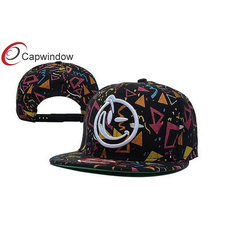 Allover Triangle Printed Custom Strapback Cap With Plastic Hole Closure