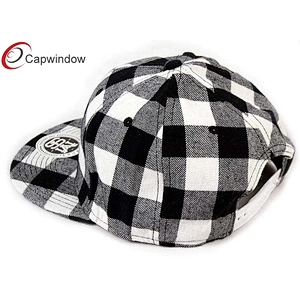 Red Checks Brushed Wool Baseball Caps With A Sticker On Peak