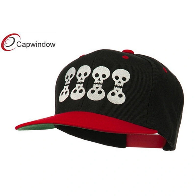 Black Red Halloween 8 Skulls Embroidered Snapback Hat