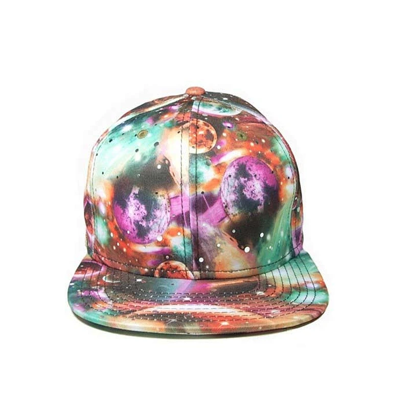 Allover Colored Heat Printing Fitted Baseball Hats With Velcro Closure