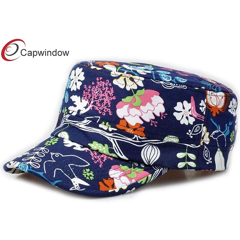 Allover Printed Flower Military Baseball Hats Made In Washed Canvas Fabric
