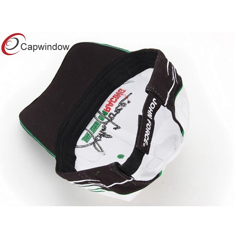 Flame Embroidery Racing Baseball Caps With Green Sandwich Peak