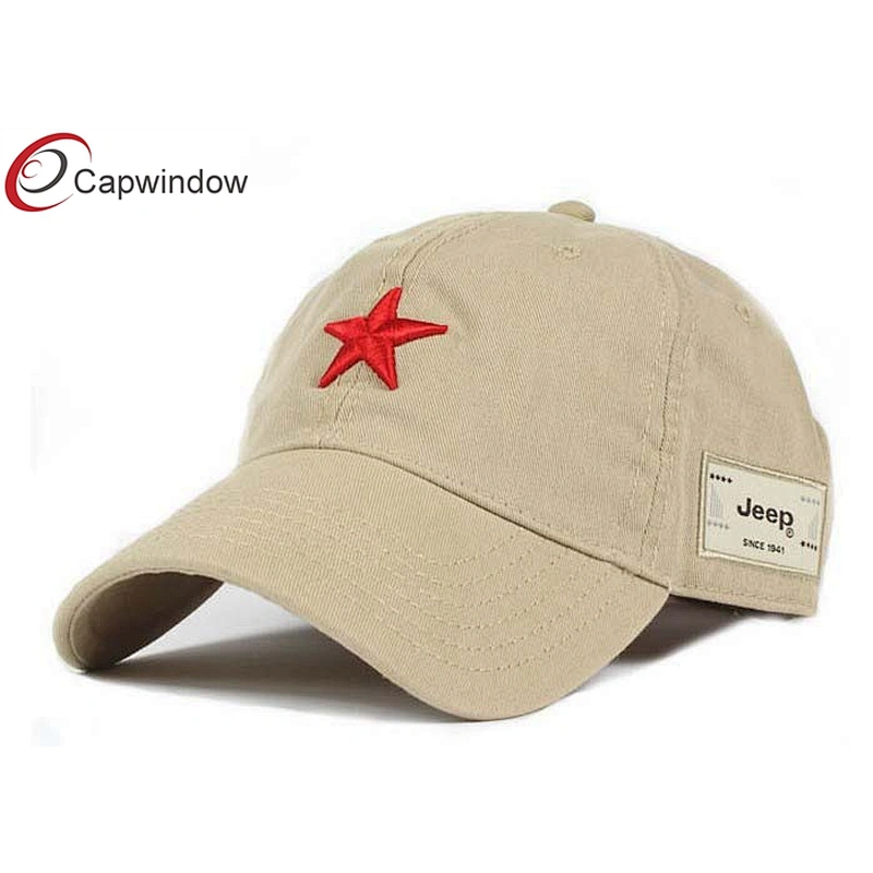 Stone Washed Heavy Brushed Golf Baseball Hats With Red Star Embroidery