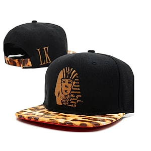 Leopard-Print Leather Custom Strapback Cap With Metal Bucker Buckle Closure