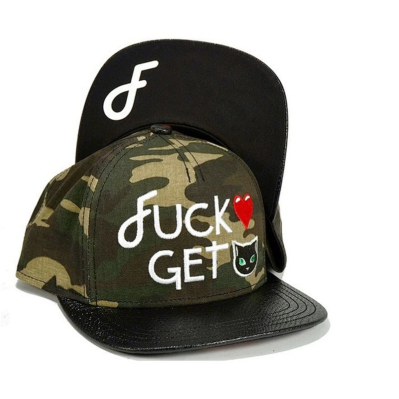 Heavy Brushed Cotton Custom Strapback Cap With PVC Leather Peak