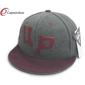 Dark Grey Felf Wool Baseball Caps With Application Embroidery On Front
