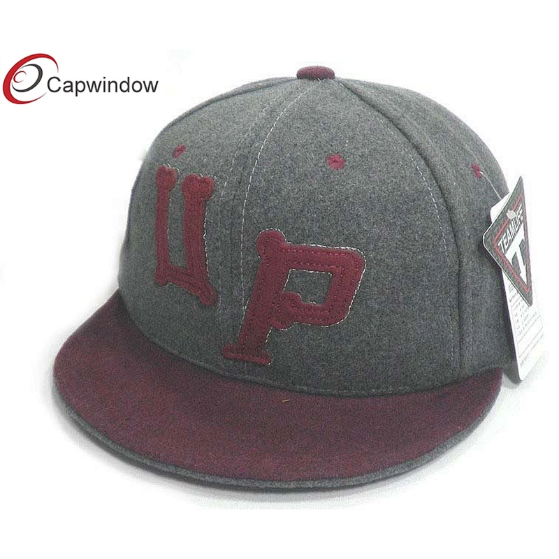 Dark Grey Felf Wool Baseball Caps With Application Embroidery On Front