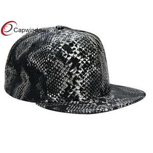 Snak Skin Leather Custom Strapback Hats With Velcro Closure