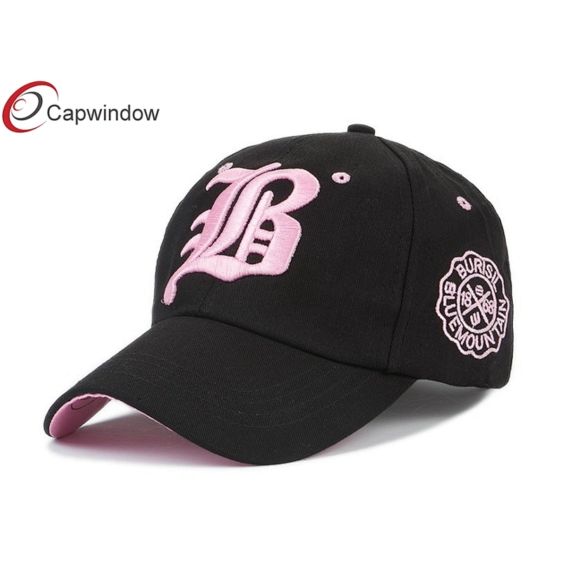 Gold 3D Embroidery Cotton Baseball Caps With Stone Washed Fabric
