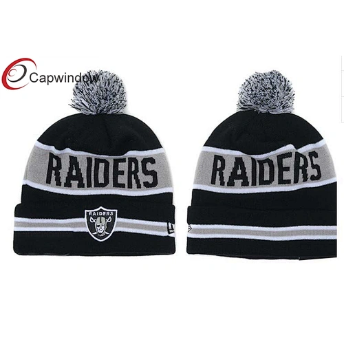 Redskins Jacquard Logo Skiing Beanie Winter Hats With A Pompon On Top