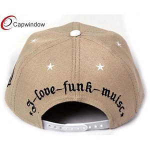 Black Letter Printing Under Peak Flat Brim Baseball Hats With 3D Embroidery