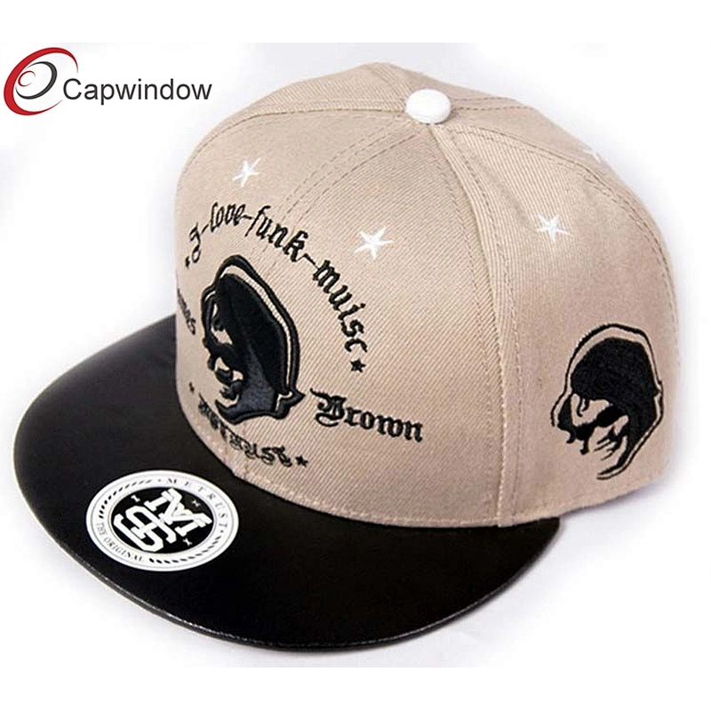 Black Letter Printing Under Peak Flat Brim Baseball Hats With 3D Embroidery
