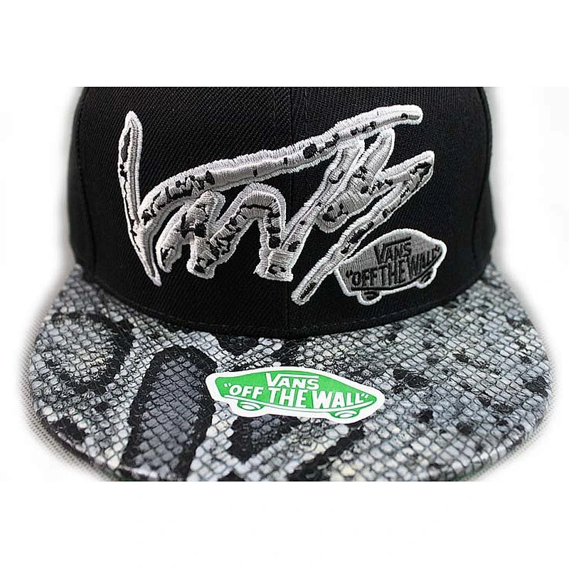 Snake 3D Embroidery Fitted Baseball Hats With Snake Skin Leather Beak