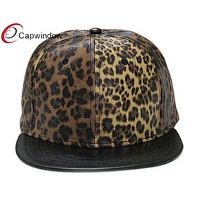 Leopard-Print Leather Custom Strapback Cap With Velcro Closure