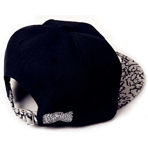 Black Printing Pattern Flat Brim Baseball Hats With 3D Embroidery