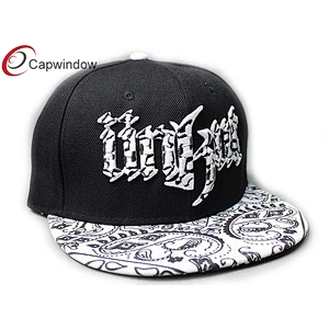 Black Amoeba Pattern Printing Hip Hop Baseball Caps With 3D Embroidery On Crown